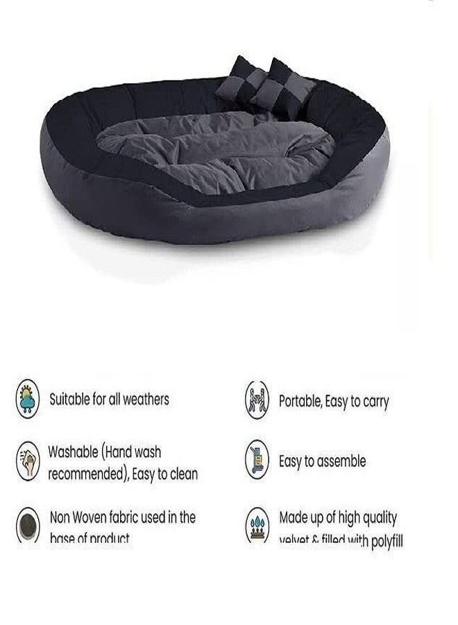 gorgeous Super Soft Reversable Dual (Dog and Cat Bed)-Small (Black-Grey, 3XL) - Image 2